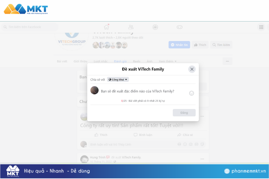 Cách đánh giá trên facebook