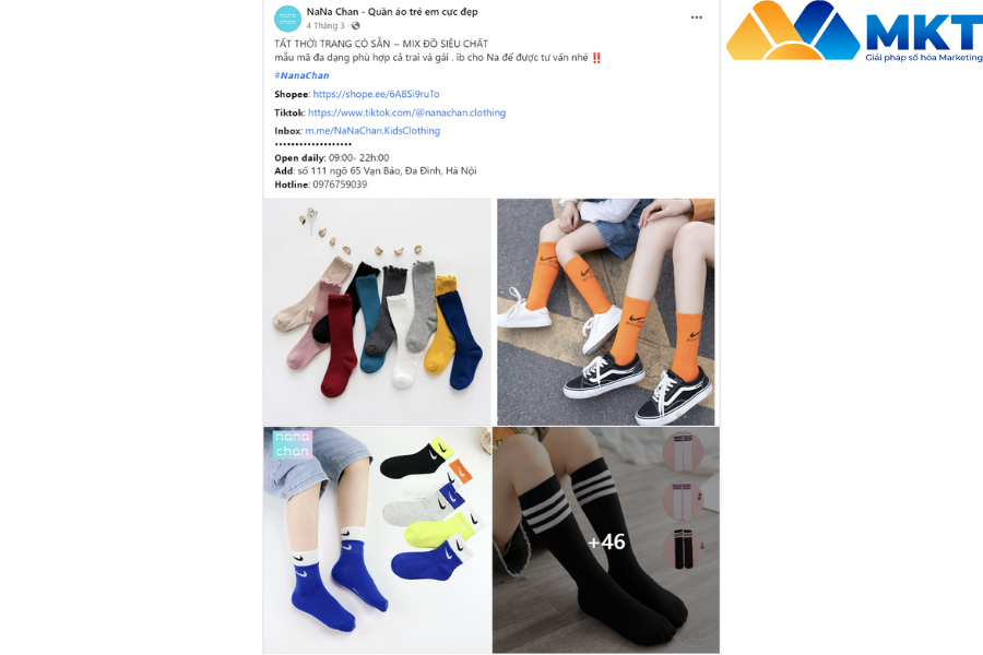 Mẫu content bán quần áo trẻ em