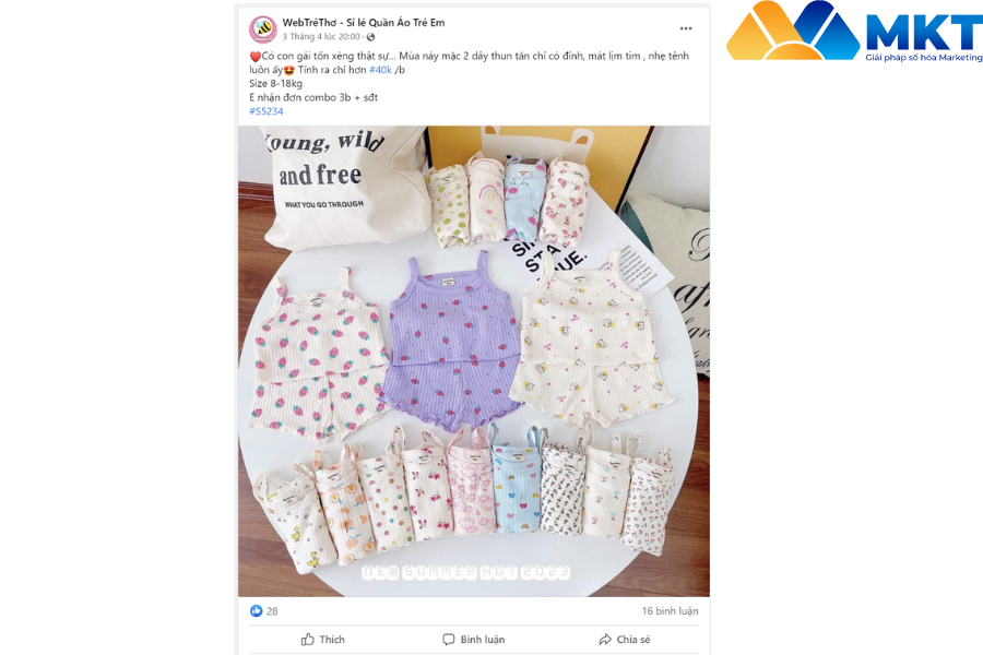 Mẫu content bán quần áo trẻ em