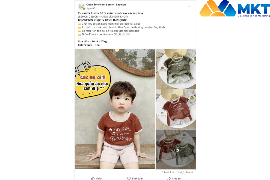 Mẫu content bán quần áo trẻ em
