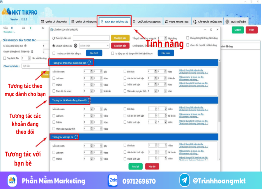 Tương Tác Tài khoản Tikpro, MKT Tikpro, Nuôi tài khoản tiktok